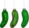 4E's Novelty Blown Glass Pickle Ornament for Christmas Tree, Pack of 3 Handcrafted 4” Pickle Ornaments, German Tradition Holiday Decoration, Sparkly Green Glass Ornaments for Festive Fun